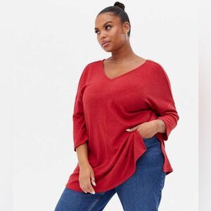 NWT NEW LOOK Curves Bella Red fine knit top size 20